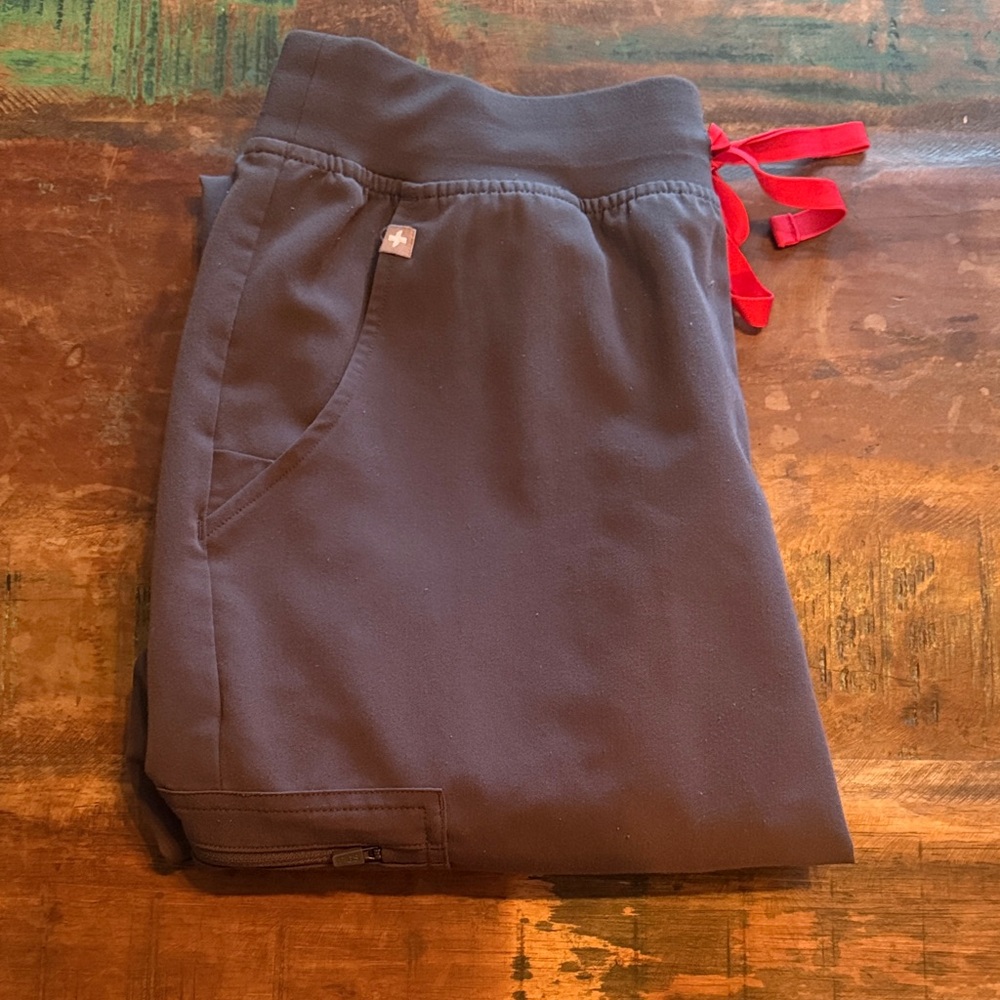 Figs Kids Charcoal Joggers with Red Accents